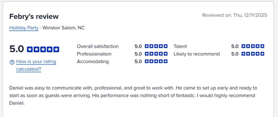 Client review for Daniel Stanislawek, guitarist