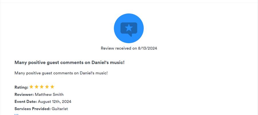 Client review for Daniel Stanislawek, guitarist