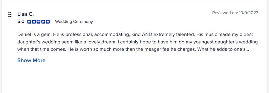 Client review for Daniel Stanislawek, guitarist