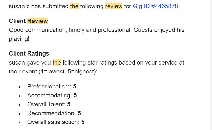 Client review for Daniel Stanislawek, guitarist