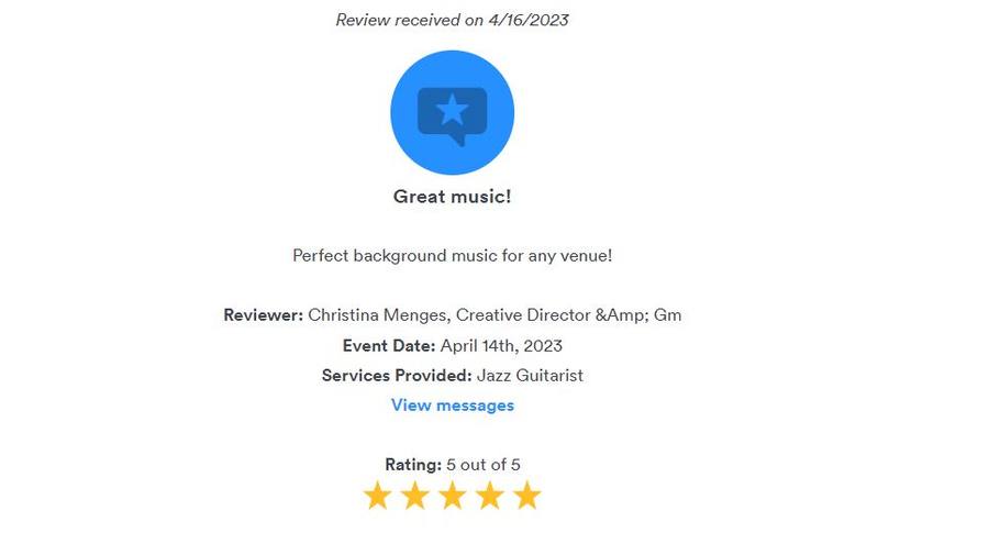 Client review for Daniel Stanislawek, guitarist