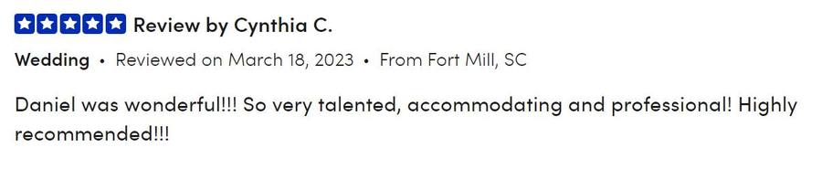 Client review for Daniel Stanislawek, guitarist