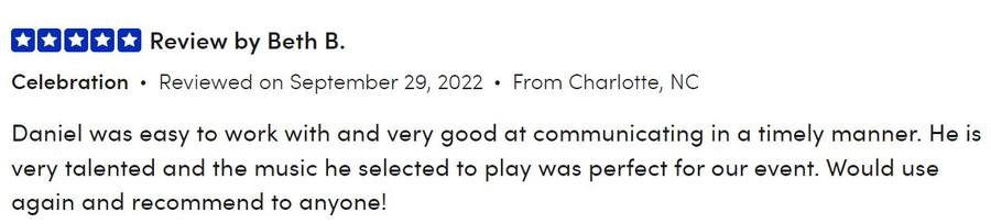 Client review for Daniel Stanislawek, guitarist