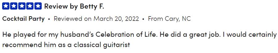 Client review for Daniel Stanislawek, guitarist