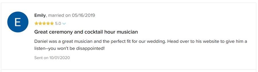 Client review for Daniel Stanislawek, guitarist