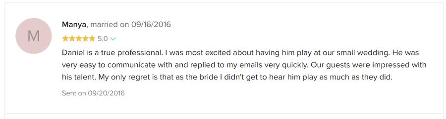 Client review for Daniel Stanislawek, guitarist