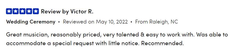 Client review for Daniel Stanislawek, guitarist