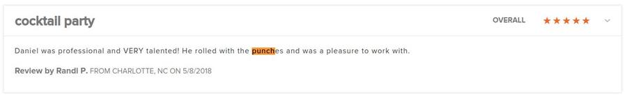 Client review for Daniel Stanislawek, guitarist