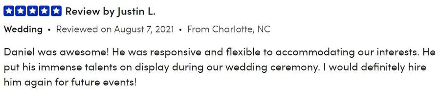 Client review for Daniel Stanislawek, guitarist