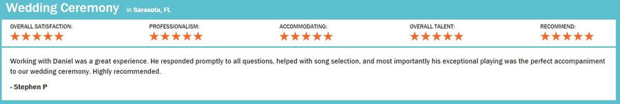 Client review for Daniel Stanislawek, guitarist