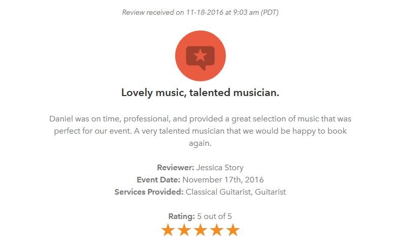 Client review for Daniel Stanislawek, guitarist