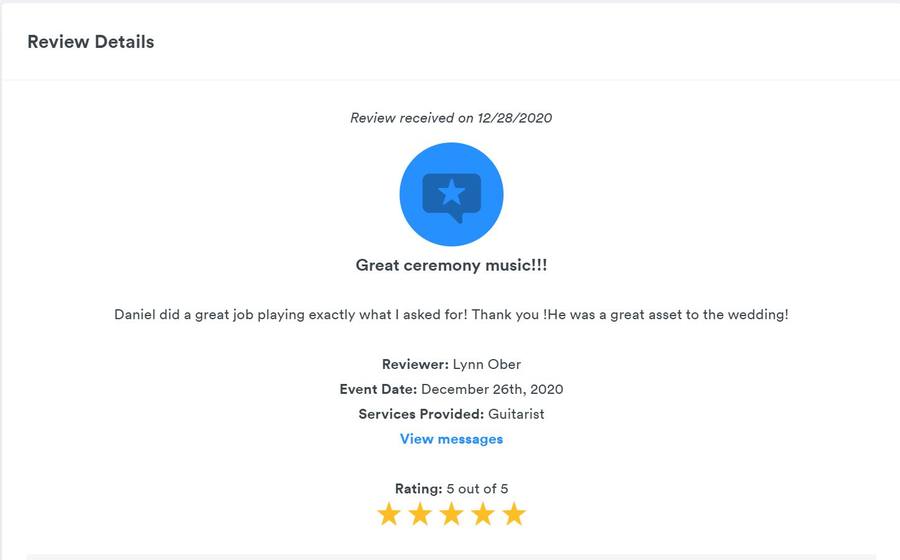 Client review for Daniel Stanislawek, guitarist