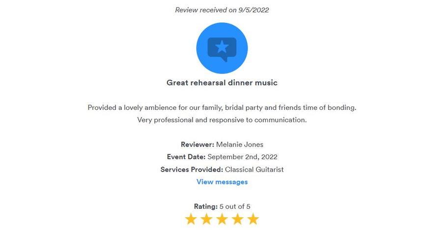 Client review for Daniel Stanislawek, guitarist