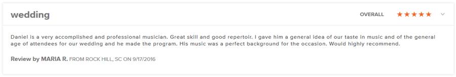 Client review for Daniel Stanislawek, guitarist