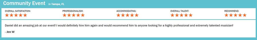 Client review for Daniel Stanislawek, guitarist