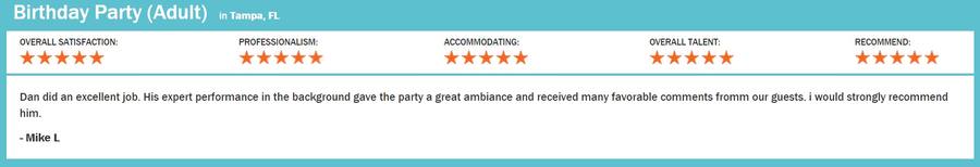 Client review for Daniel Stanislawek, guitarist