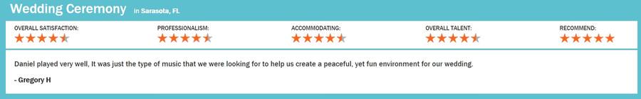 Client review for Daniel Stanislawek, guitarist