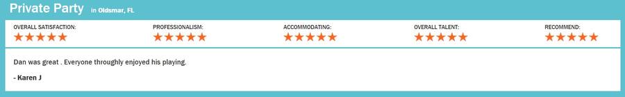 Client review for Daniel Stanislawek, guitarist