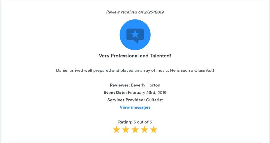 Client review for Daniel Stanislawek, guitarist