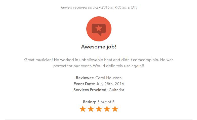 Client review for Daniel Stanislawek, guitarist