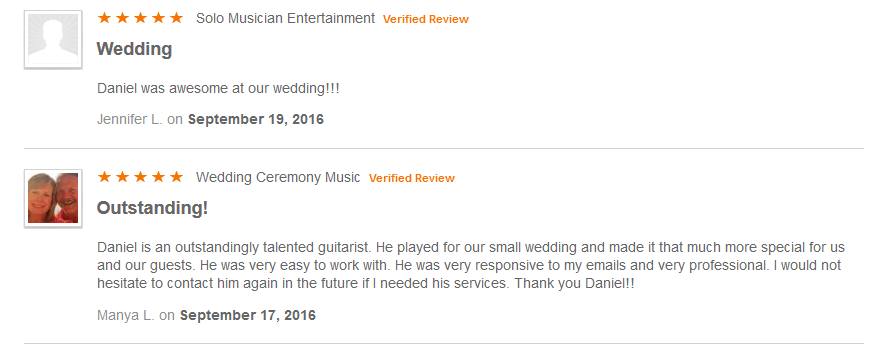Client review for Daniel Stanislawek, guitarist