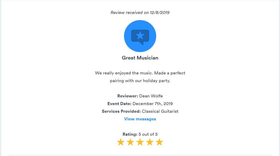 Client review for Daniel Stanislawek, guitarist