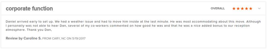 Client review for Daniel Stanislawek, guitarist