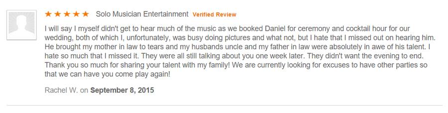 Client review for Daniel Stanislawek, guitarist