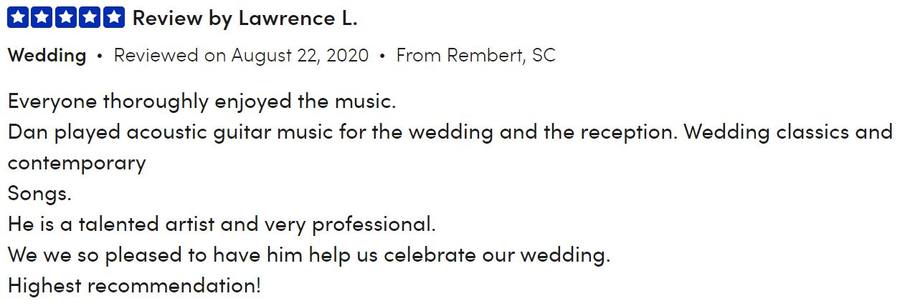 Client review for Daniel Stanislawek, guitarist