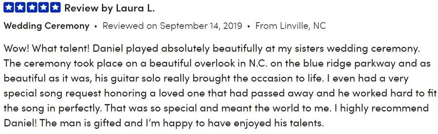 Client review for Daniel Stanislawek, guitarist