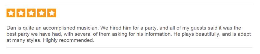 Client review for Daniel Stanislawek, guitarist