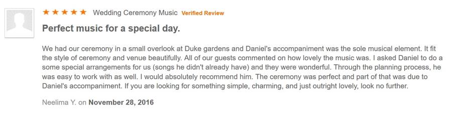 Client review for Daniel Stanislawek, guitarist