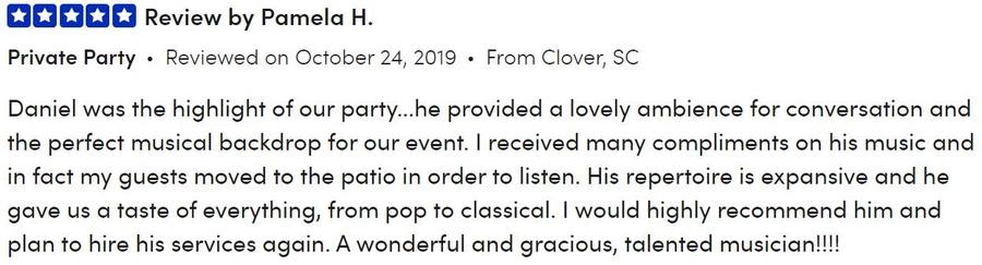 Client review for Daniel Stanislawek, guitarist