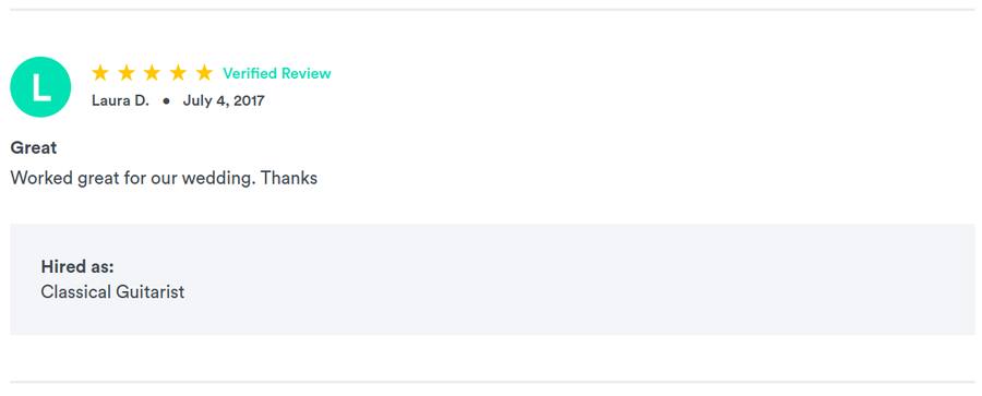 Client review for Daniel Stanislawek, guitarist